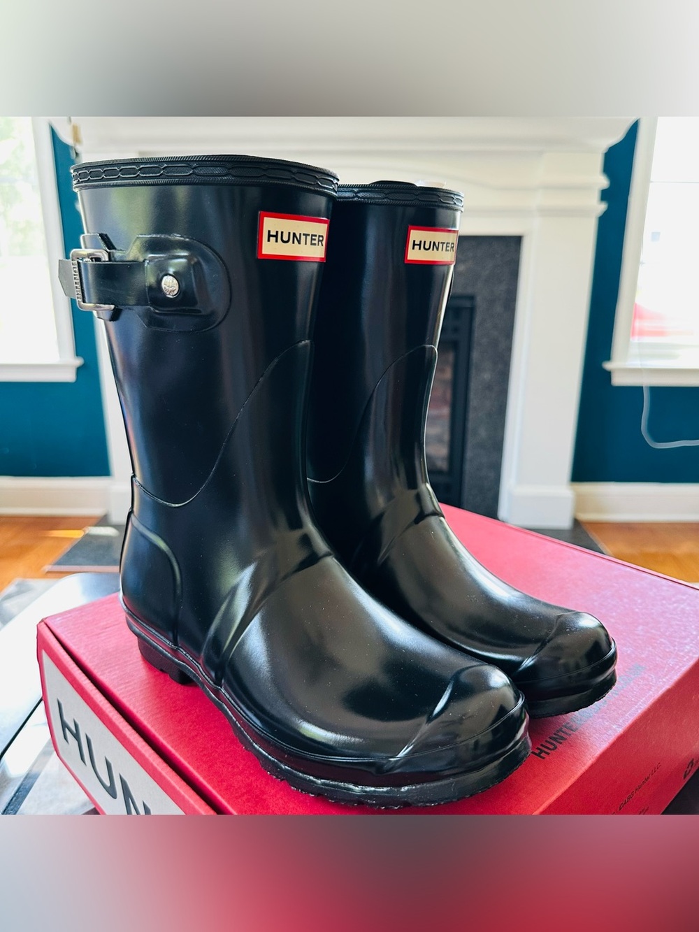 NEW Hunter Original Short Gloss Rain Boots Black WFS1000RGL